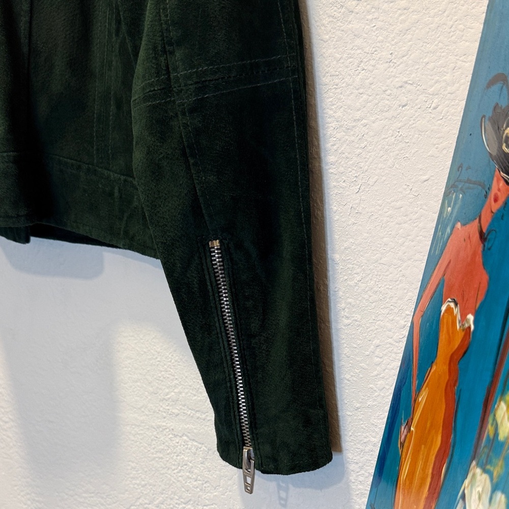 BLANKNYC Dark Green Suede Moto Jacket Size Medium (NWOT) - Picture 6 of 10